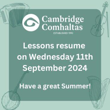 Summer Break – Lessons Resume Weds 11th Sept 2024